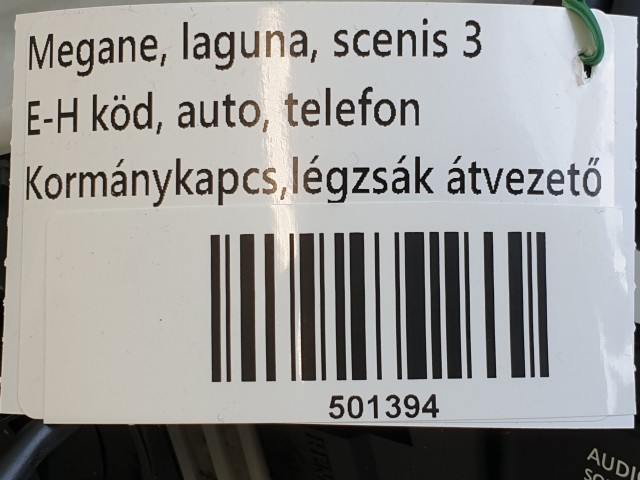 501394, Renault Megane 3, Autom, Telefon, E-H Köd, Kormánykapcsoló Légzsákszalag