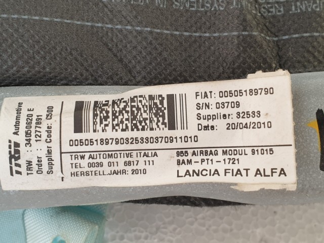 502760 Alfa Romeo Mito , 2010, Bal Függönylégzsák, Légzsák