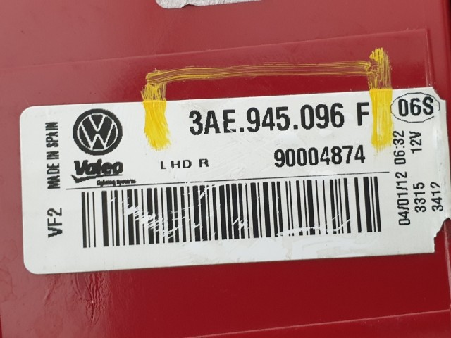 506096 VW Passat B7, 2012, Jobb Hátsó Lámpa, Külső, 4 Ajtóshoz