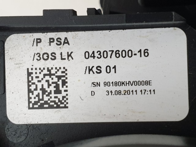 506412 Peugeot 3008, E-H Köd, Auto, Kormánykapcsoló, Légzsákszalag, 96667320XT.