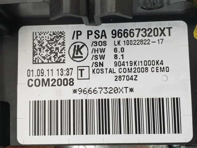 506412 Peugeot 3008, E-H Köd, Auto, Kormánykapcsoló, Légzsákszalag, 96667320XT.