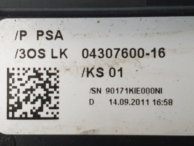 506413 Peugeot 3008, E-H Köd, Auto, Kormánykapcsoló, Légzsákszalag, 96667320