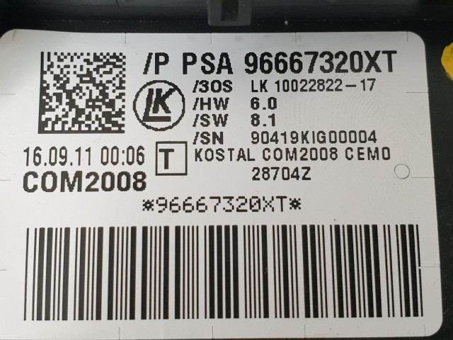 506413 Peugeot 3008, E-H Köd, Auto, Kormánykapcsoló, Légzsákszalag, 96667320