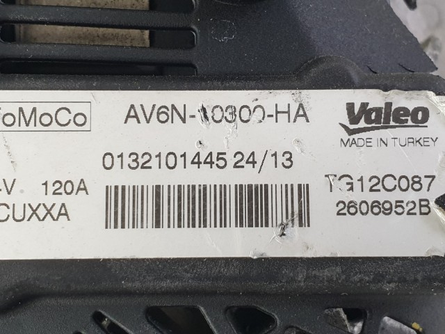 507072 Ford Fiesta 2013, Generátor, Valeo, TG12C087, 120 Amp, 6PK