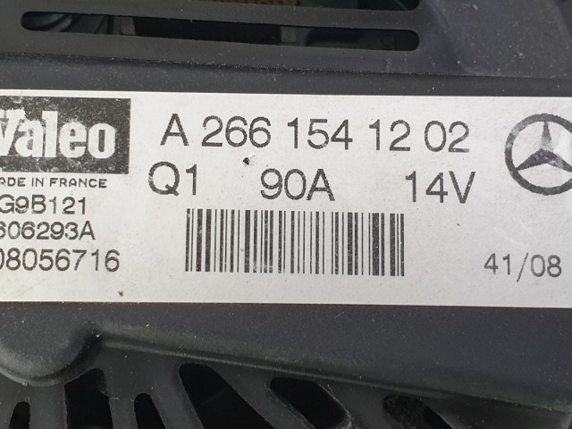 507083 Mercedes B Osztály, 2008, Valeo Generátor, SG9B121, 90 Amp, 5Pk