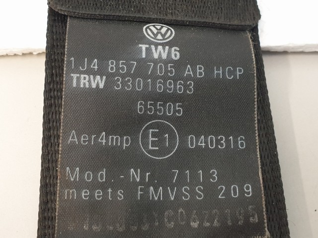 505237 VW Golf 4, 2003, Bal  Első Övfeszítő, Biztonsági Öv, 5 Ajtóshoz