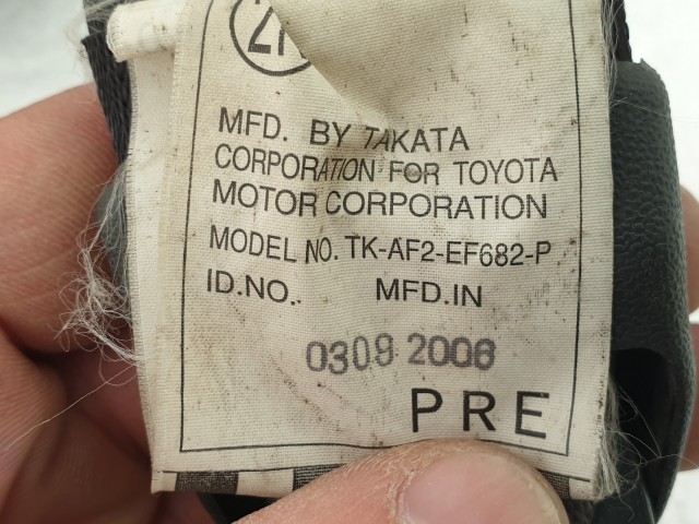 505243 Toyota Yaris, 2008, Jobb Első Övfeszítő, Biztonsági Öv, 5 Ajtóshoz