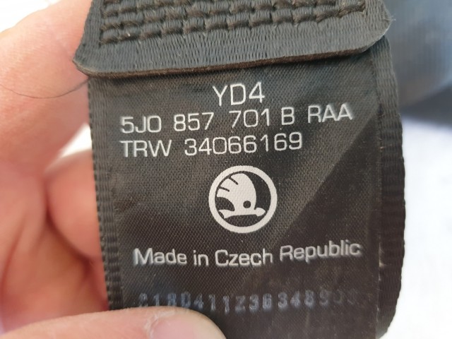 510450 Skoda Roomster 2010, Bal Első Övfeszítő, Biztonsági Öv, 