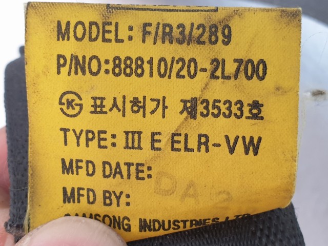 505271 Hyundai I30, 2008, Jobb  Első Biztonsági Öv, Övfeszítő,