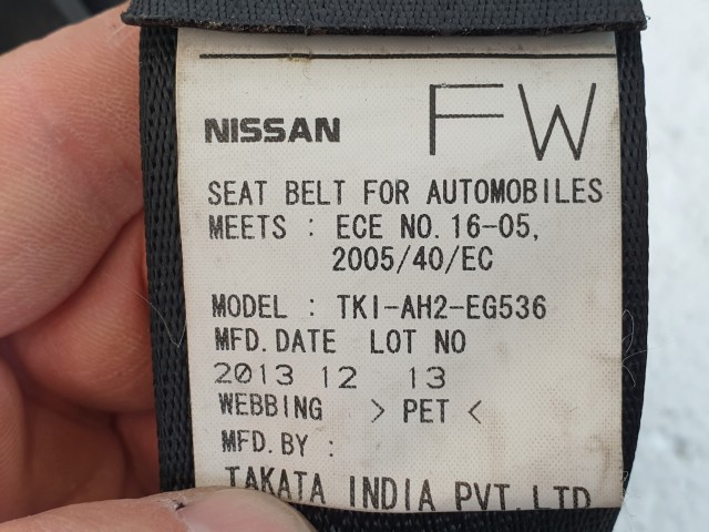 505359 Nissan Micra 2013, Bal Első Övfeszítő, Biztonsági Öv
