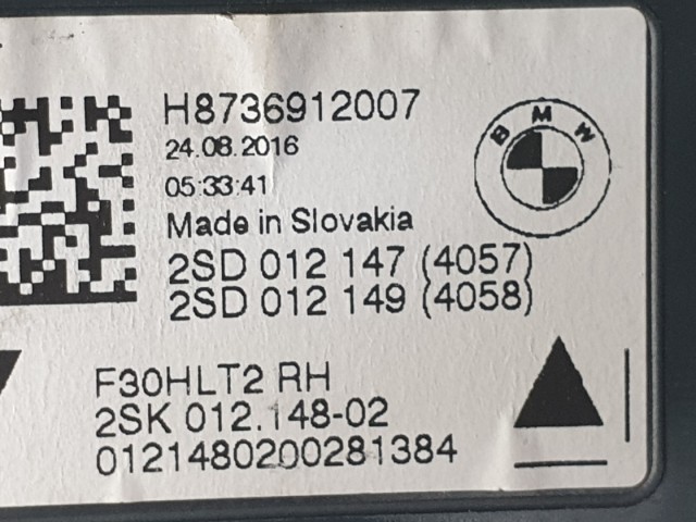 507314 Bmw 3, F31, Kombi 2016, Jobb Belső Hátsó LED Lámpa, H8736912007