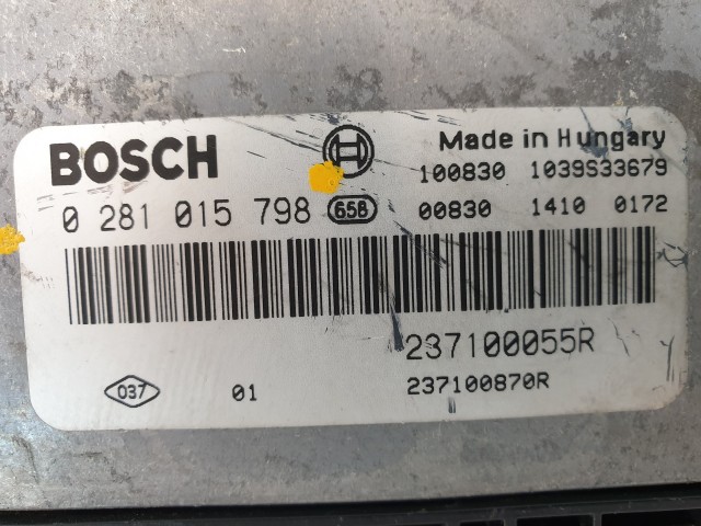 502843 Renault Megane 3, 2010, Motorvezérlő, Ecu, 237100055R, 0281015798 Bosch.