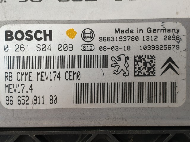 502849 Peugeot 308, 2008, Motorvezérlő, Ecu, 9665291180, 0261S04009 Bosch