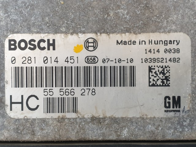 502852 Opel Astra H, 2007, Motorvezérlő, Ecu, 55566278, 0281014451 Bosch