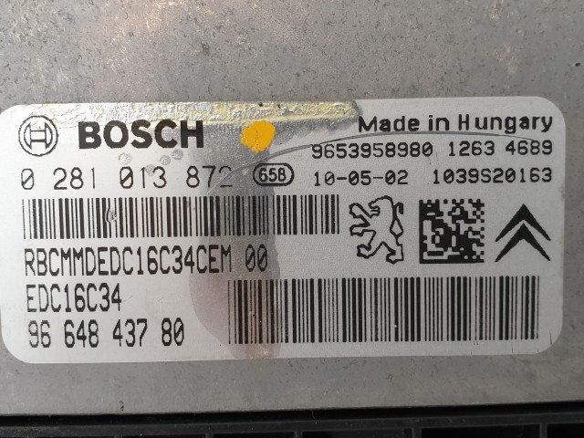 502860 Peugeot 207, 2010, Motorvezérlő, Ecu, 9664843780, 0281013872 Bosch