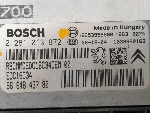 502861 Peugeot 207, 2008, Motorvezérlő, Ecu, 9664843780, 0281013872 Bosch