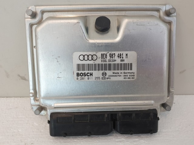 502863 Audi A4, A6, 2.5 V6 TDI, 2003. Motorvezérlő, Ecu, 8E0907401M, 0281011255 Bosch