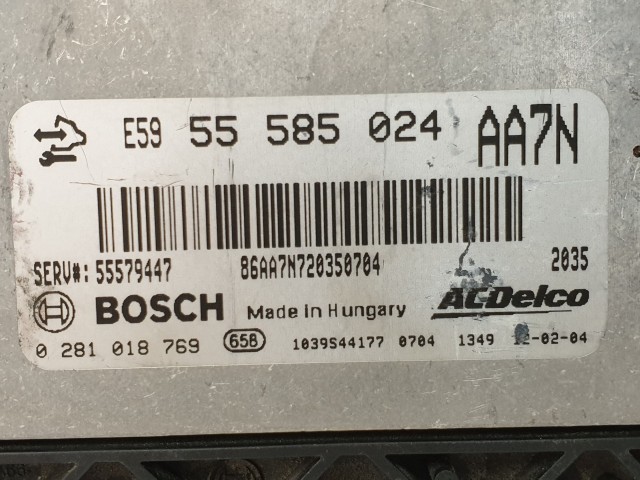 502865 Opel Astra J, Diesel 2012, Motorvezérlő, Ecu, 55585024, 0281018769 Bosch