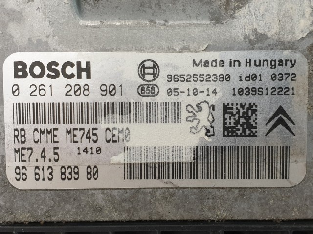 502869 Peugeot 206, 2005, Motorvezérlő, Ecu, 9661383980, 0261208901 Bosch