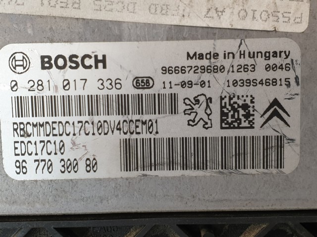 502875 Peugeot 207, 2011, Motorvezérlő, Ecu, 9677030080, 0281017336 Bosch