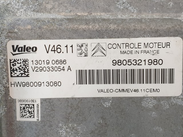 502880 Peugeot 208, 2013, Motorvezérlő, Ecu, 9805321980, V29033054A, Valeo