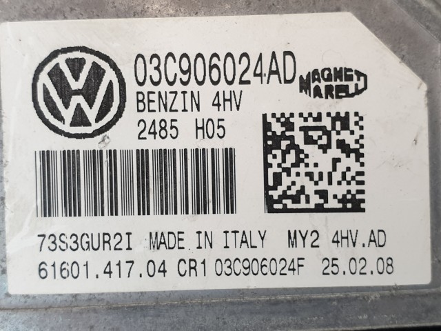 502881 VW Polo 2008, Motorvezérlő, Ecu, 6160141704, 03C906024AD Magneti.