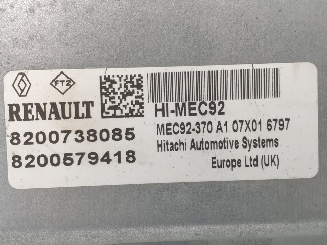 502887 Renault Clio 3, 2010, Motorvezérlő, Ecu, 8200738085, Mec92-370, Hitachi