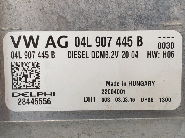 502906 VW Golf 7, 2016, 1.6 D, Motorvezérlő, Ecu, 28445556, 04L907445B, Delphi.