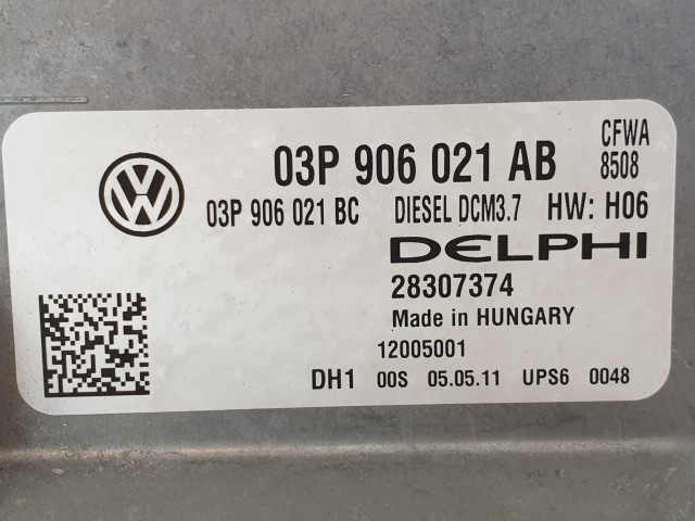 502907 Seat Ibiza 2011, Motorvezérlő, Ecu, 28307374, 03P906021AB, Delphi.