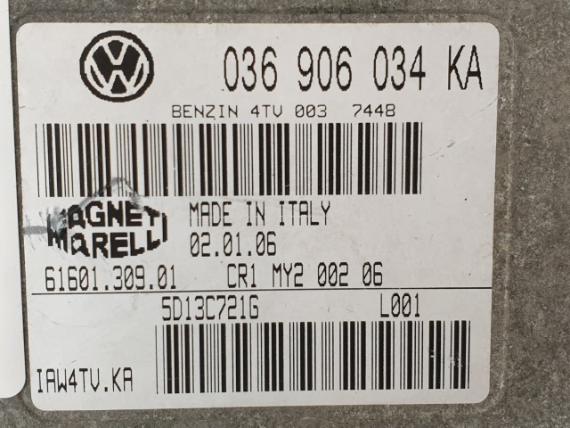 502909 VW Golf 5, 2006, Motorvezérlő, Ecu, 6160130901, 036906034KA, Magneti.