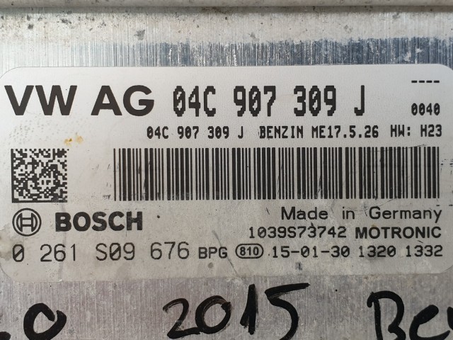 502923 VW Polo, 2015, Motorvezérlő, Ecu, 0261S09676, 04C907309J, Bosch.