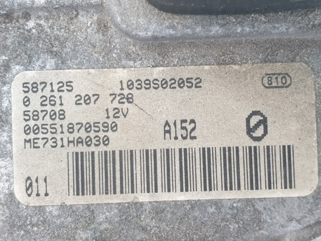  502925 Alfa Romeo 147, 2005, Motorvezérlő, Ecu, 0261207728, 00551870590, Bosch.