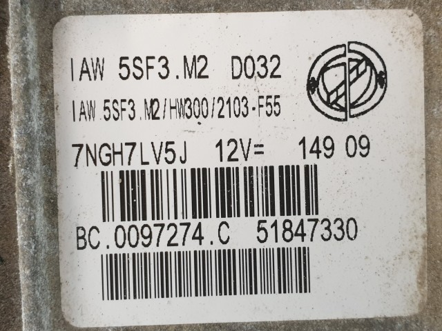 502929 Fiat Grande Punto, 2008, Motorvezérlő, Ecu, 51847330, iAW5SF3M2, Bosch