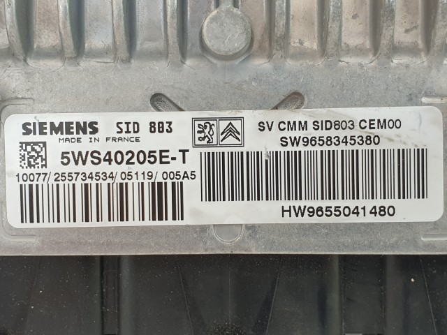 502936 Peugeot 407, 2007, Motorvezérlő, Ecu, 5WS40205E-T, 9658345380, Siemens.