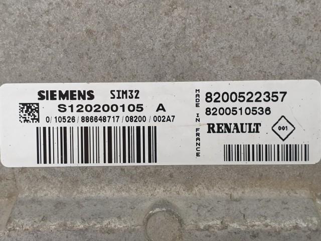 502948 Renault Clio 3, 2009, Motorvezérlő, Ecu, S120200105A, 8200522357 Siemens.