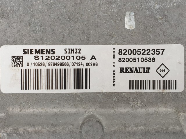 502949 Renault Clio 3, 2010, Motorvezérlő, Ecu, S120200105A, 8200522357 Siemens.
