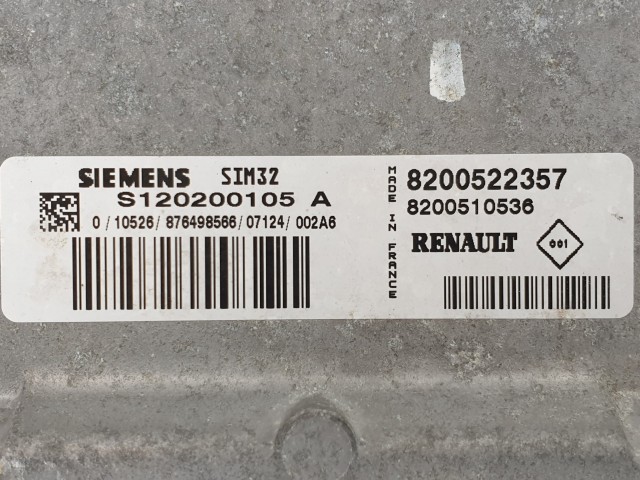 502949 Renault Clio 3, 2010, Motorvezérlő, Ecu, S120200105A, 8200522357 Siemens.