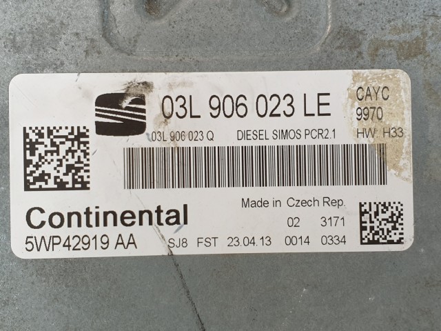 502960 Seat Ibiza 2013, Motorvezérlő,  5WP42919AA, 03L906023LE, Continental.
