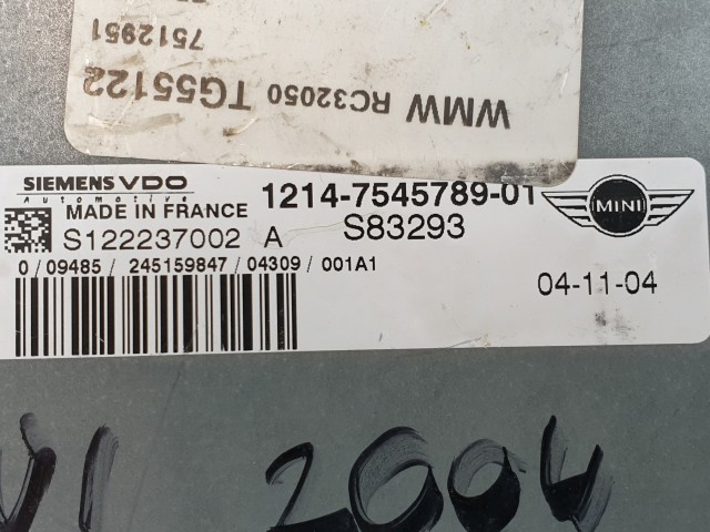 502964 Mini Cooper 2004, Motorvezérlő, S122237002 A, 7545789-01, Siemens.