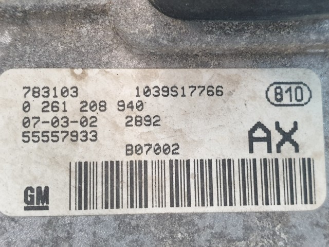502970 Opel Corsa D, 2007, Motorvezérlő, Ecu, 0261208940, 55557933  AX, Bosch.