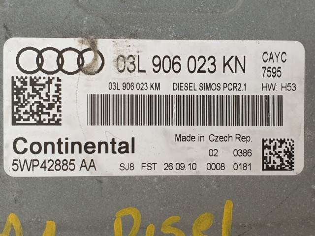 502974 Audi A1, 2010, Motorvezérlő, Ecu, 5WP42885AA, 03L906023KN, Continental.