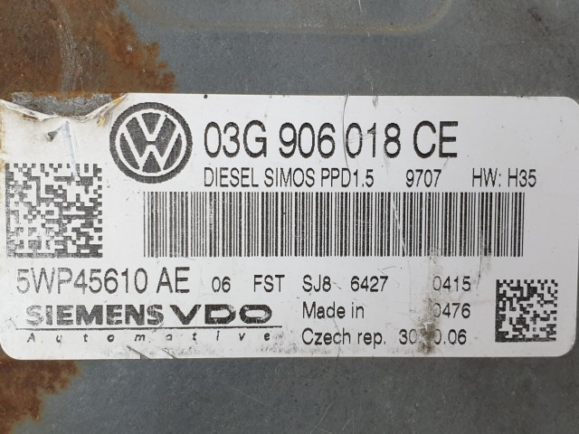  502986 VW Passat B6, 2006, Motorvezérlő, Ecu, 5WP45610AE, 03G906018CE, Siemens.