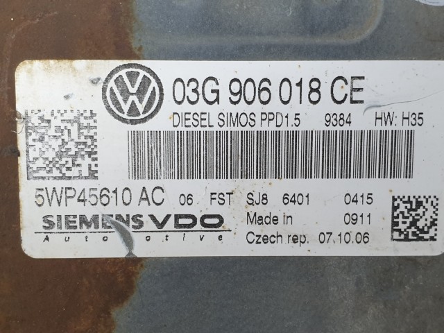  502987 VW Passat B6, 2006, Motorvezérlő, Ecu, 5WP45610AE, 03G906018CE, Siemens.