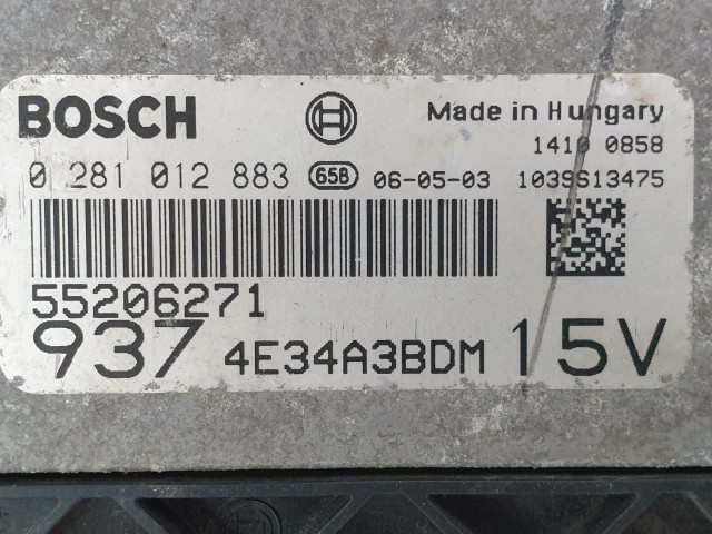 502992 Alfa Romeo GT, 2006, Motorvezérlő, Ecu, 0281012883, 55206271, Bosch.