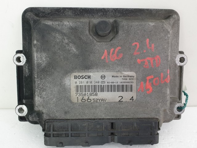 502994 Alfa Romeo 166, 2.4 JTD, 2002, Motorvezérlő, Ecu, 0281010340, 73501858, Bosch.