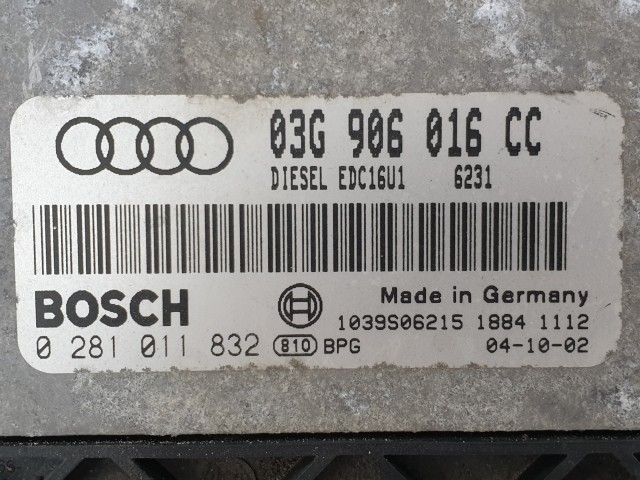 502995 Audi A3, 2004, Motorvezérlő, Ecu, 0281011832, 03G906016CC, Bosch.