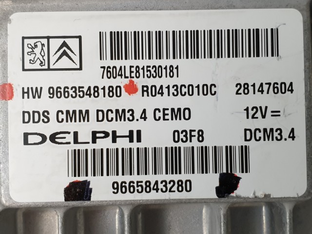 503789 Citroen C5, 2009, Motorvezérlő, Ecu, R0413C010C, 9663548180, Delphi.