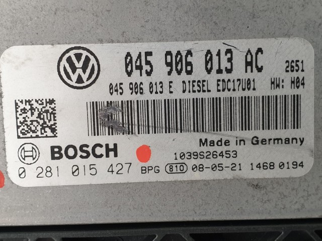 503838 Seat Ibiza 2009, Motorvezérlő, Ecu, 0281015427, 045906013AC, Bosch.