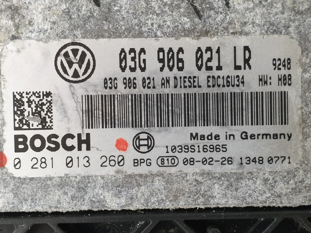 503842 VW Passat B6, Motorvezérlő, Ecu, 0281013260, 03G906021LR, Bosch.