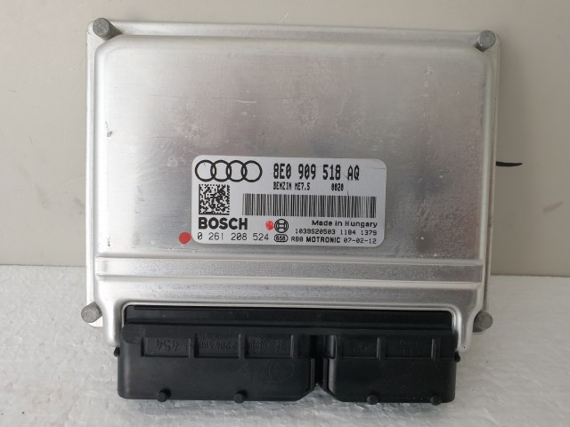 503843 Audi A4 B7, 2007, Motorvezérlő, Ecu, 0261208524, 8E0909518AQ, Bosch.